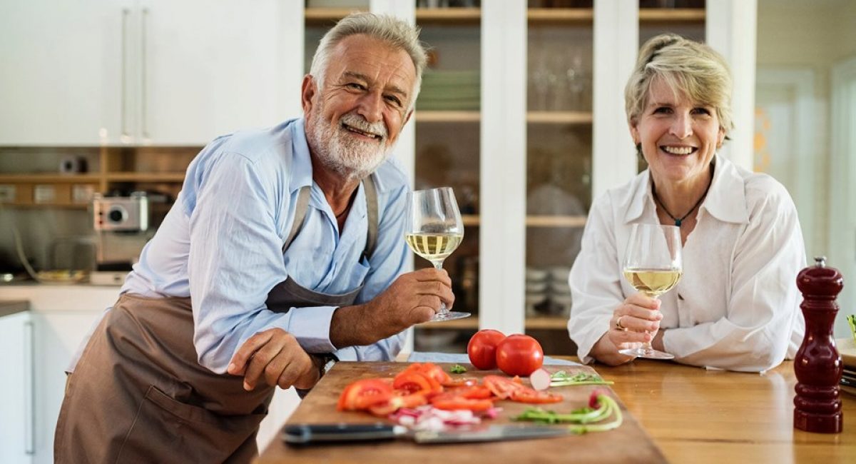 Couple cooking together